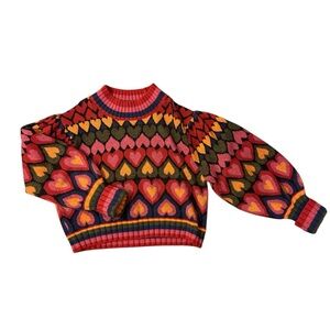 Farm Rio Full Of Hearts Jacquard Sweater size XL